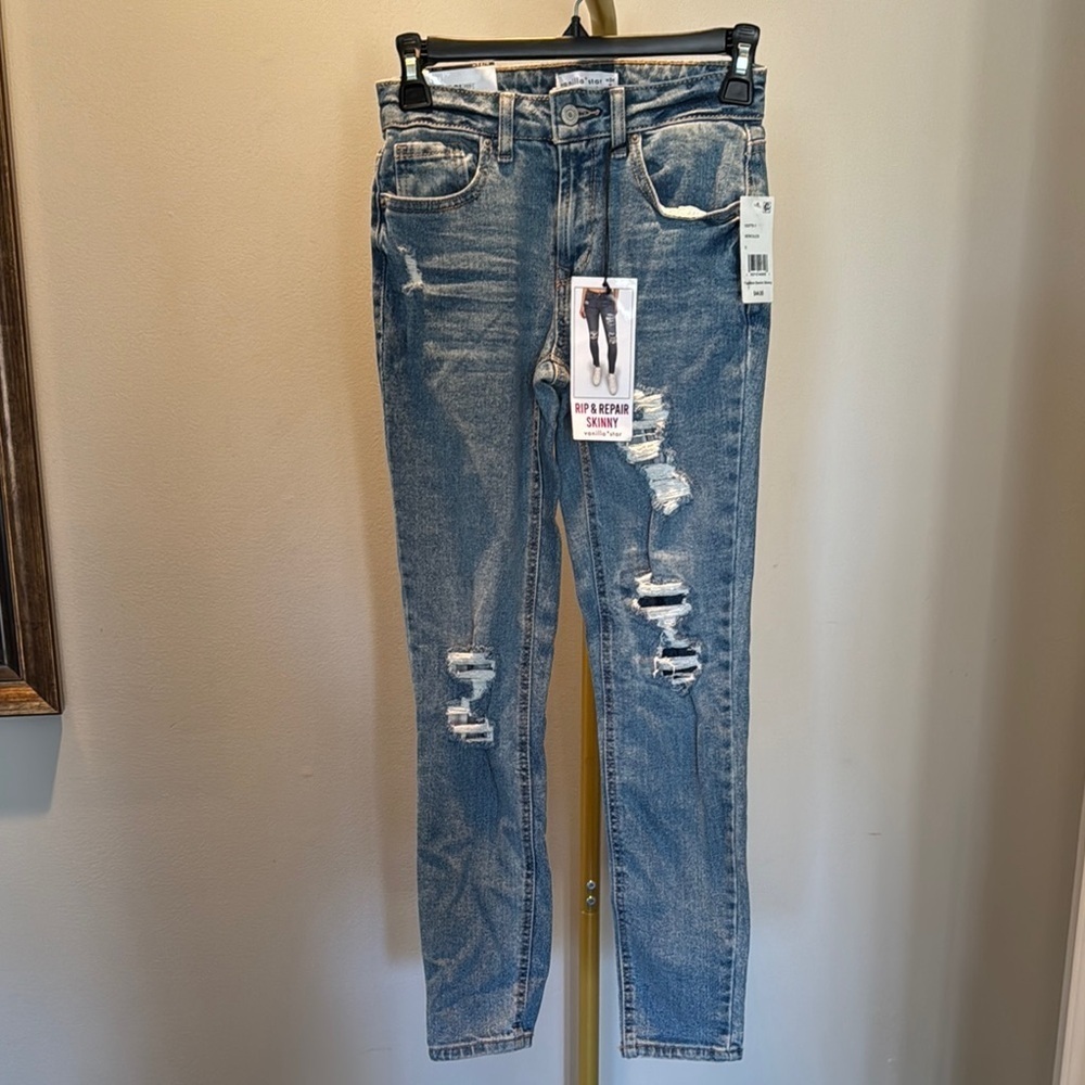 Vanilla star rip and repair ankle denim jeans NWT 0/24